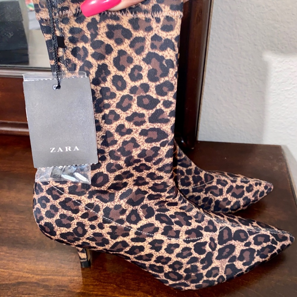 ZARA leopard print sock boots (Never worn)